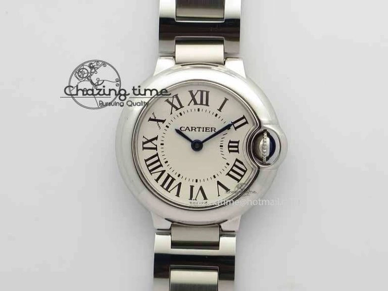 Ballon Bleu Ladies 28mm SS MK 1:1 Best Edition White Dial On SS Bracelet Ronda Quartz WaterResistant 6299