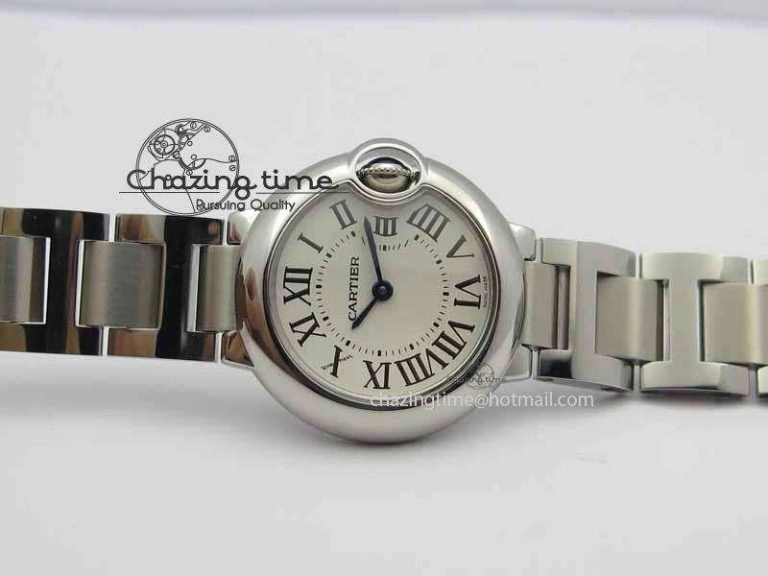 Ballon Bleu Ladies 28mm SS MK 1:1 Best Edition White Dial On SS Bracelet Ronda Quartz WaterResistant 6299
