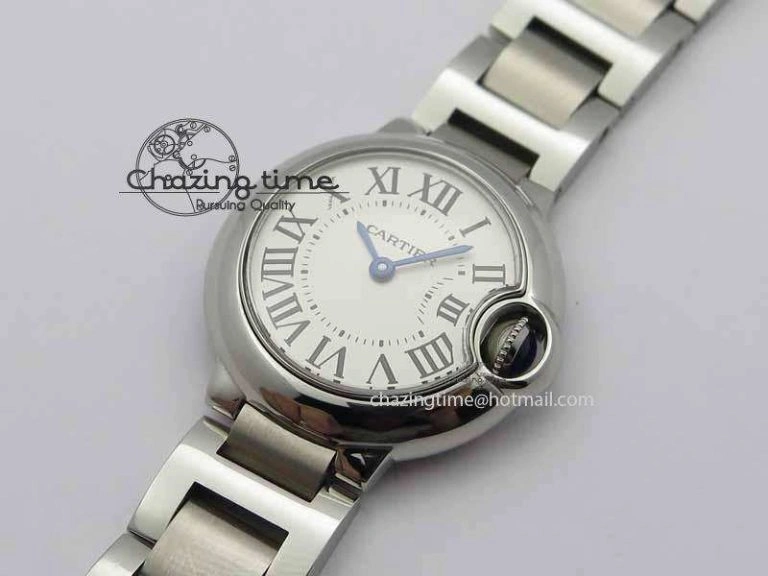 Ballon Bleu Ladies 28mm SS MK 1:1 Best Edition White Dial On SS Bracelet Ronda Quartz WaterResistant 6299