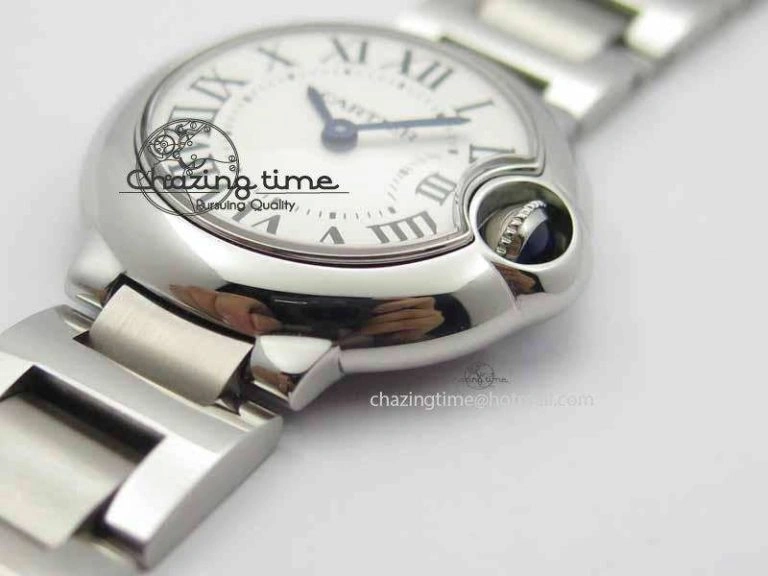 Ballon Bleu Ladies 28mm SS MK 1:1 Best Edition White Dial On SS Bracelet Ronda Quartz WaterResistant 6299
