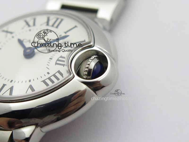 Ballon Bleu Ladies 28mm SS MK 1:1 Best Edition White Dial On SS Bracelet Ronda Quartz WaterResistant 6299