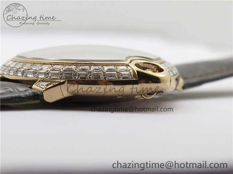 Ballon Bleu T Diamond RG Full Paved Diamonds with Roman Markers Dial on Brown Leather Strap Miyota Unique 6094