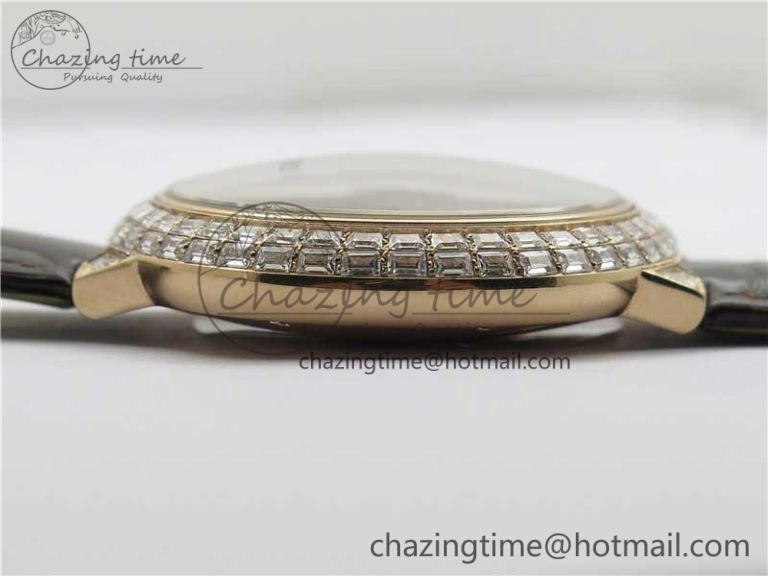 Ballon Bleu T Diamond RG Full Paved Diamonds with Roman Markers Dial on Brown Leather Strap Miyota Unique 6094