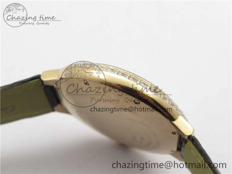 Ballon Bleu T Diamond RG Full Paved Diamonds with Roman Markers Dial on Brown Leather Strap Miyota Unique 6094