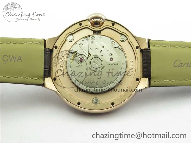 Ballon Bleu T Diamond RG Full Paved Diamonds with Roman Markers Dial on Brown Leather Strap Miyota Unique 6094