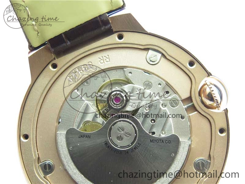 Ballon Bleu T Diamond RG Full Paved Diamonds with Roman Markers Dial on Brown Leather Strap Miyota Unique 6094