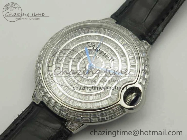 Ballon Bleu T Diamond SS Full Paved Diam Dial On Black Croco Strap Miyota 9015(Free Leather Strap) Tailored 6252