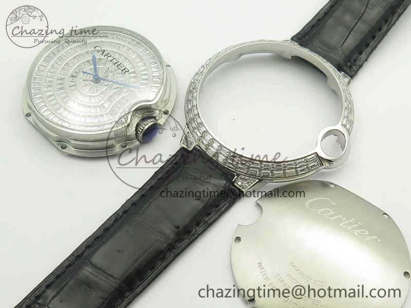 Ballon Bleu T Diamond SS Full Paved Diam Dial On Black Croco Strap Miyota 9015(Free Leather Strap) Tailored 6252