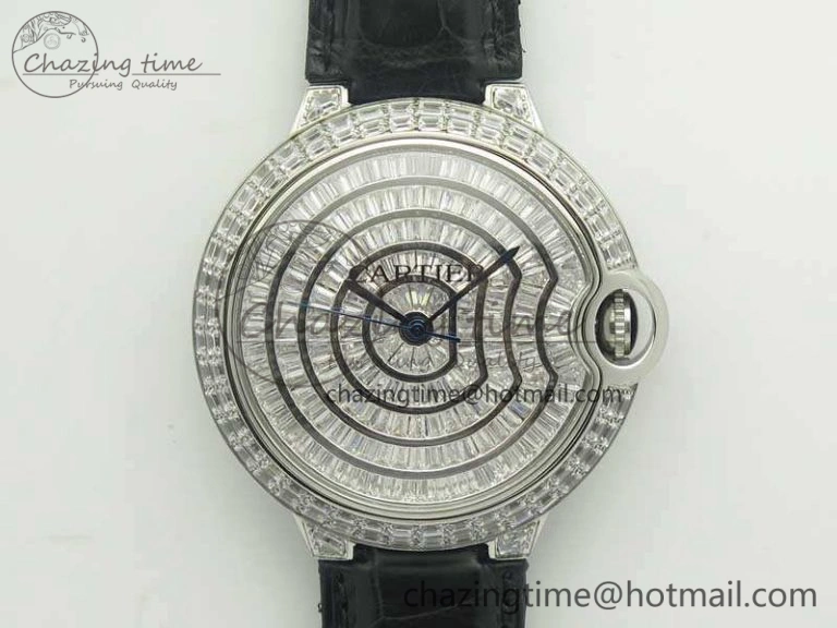 GoAnywhere Ballon Bleu T Diamond SS Full Paved Diam Dial On Black Croco Strap Miyota 9015(Free Leather Strap) 10727