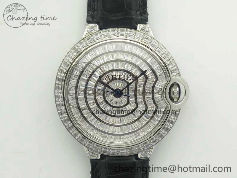 Ballon Bleu T Diamond SS Full Paved Diam Dial On Black Croco Strap Miyota 9015(Free Leather Strap) Tailored 6252