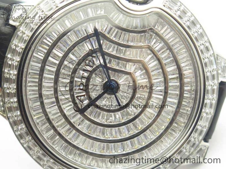 Ballon Bleu T Diamond SS Full Paved Diam Dial On Black Croco Strap Miyota 9015(Free Leather Strap) Tailored 6252