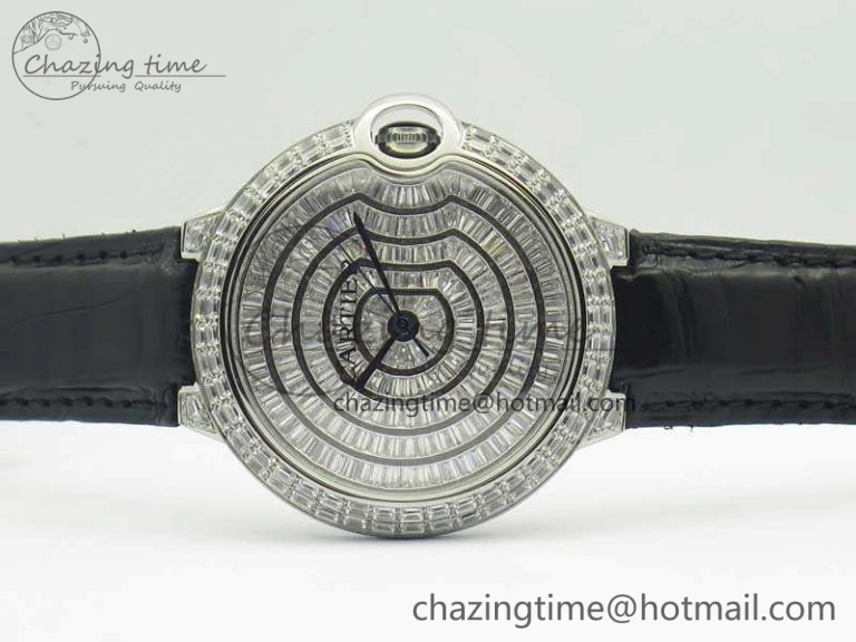 Ballon Bleu T Diamond SS Full Paved Diam Dial On Black Croco Strap Miyota 9015(Free Leather Strap) Tailored 6252