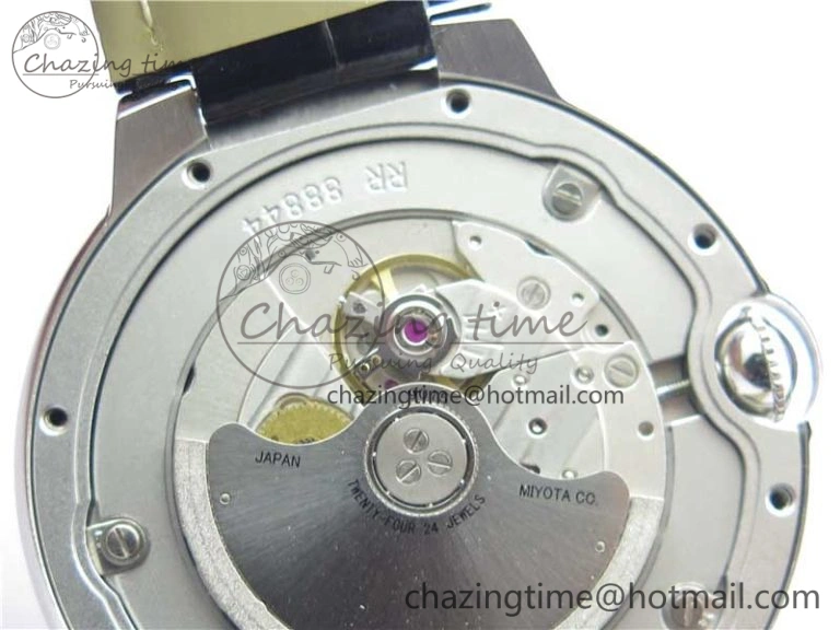 Ballon Bleu T Diamond SS Full Paved Diamonds with Roman Markers Dial on Black Leather Strap Miyota Affordable 6089