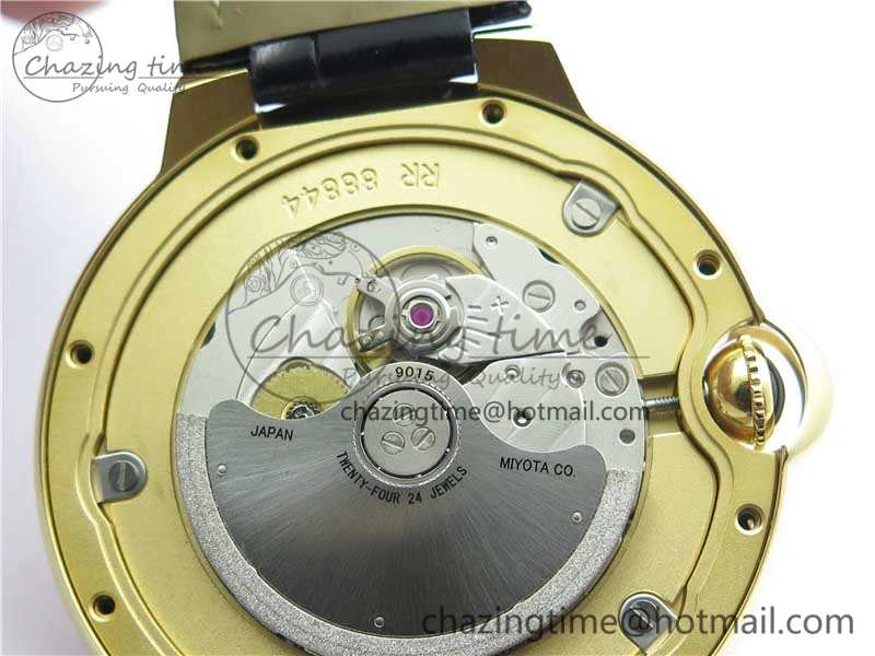 Trendy Ballon Bleu T Diamond YG Full Paved Diamonds Dial on Black Leather Strap Miyota 6091