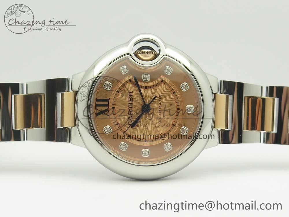 Ballon Bleu V6F 1:1 Best Edition 33mm SS RG RG Texture Dial on SS Bracelet SEIKO NH05A EyeCatching 6181