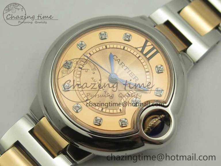 Ballon Bleu V6F 1:1 Best Edition 33mm SS RG RG Texture Dial on SS Bracelet SEIKO NH05A EyeCatching 6181