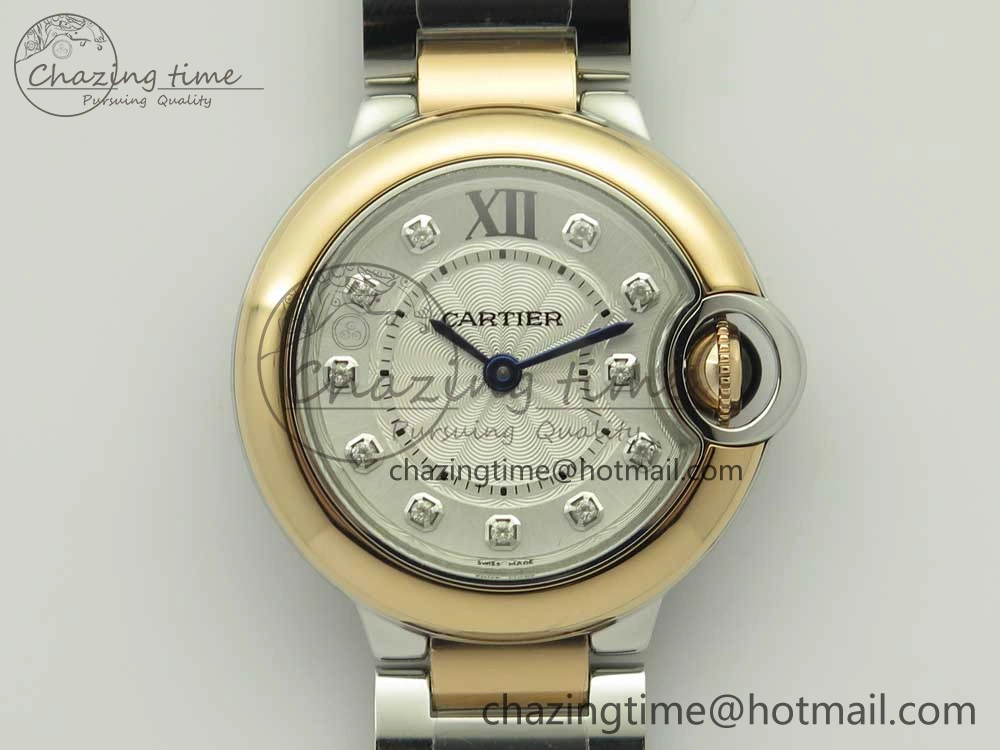 Ballon Bleu V6F 28mm SS RG 1:1 Best Edition White Texture Dial on SS Bracelet Ronda Quartz GoAnywhere 10656