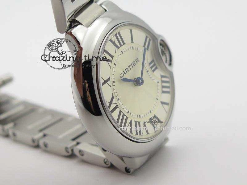 Ballon Bleu V6F Best Edition 33mm SS White Textured Dial On SS Bracelet Ronda Quartz Trendy 6354