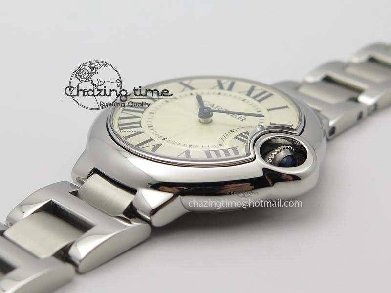 Ballon Bleu V6F Best Edition 33mm SS White Textured Dial On SS Bracelet Ronda Quartz Trendy 6354