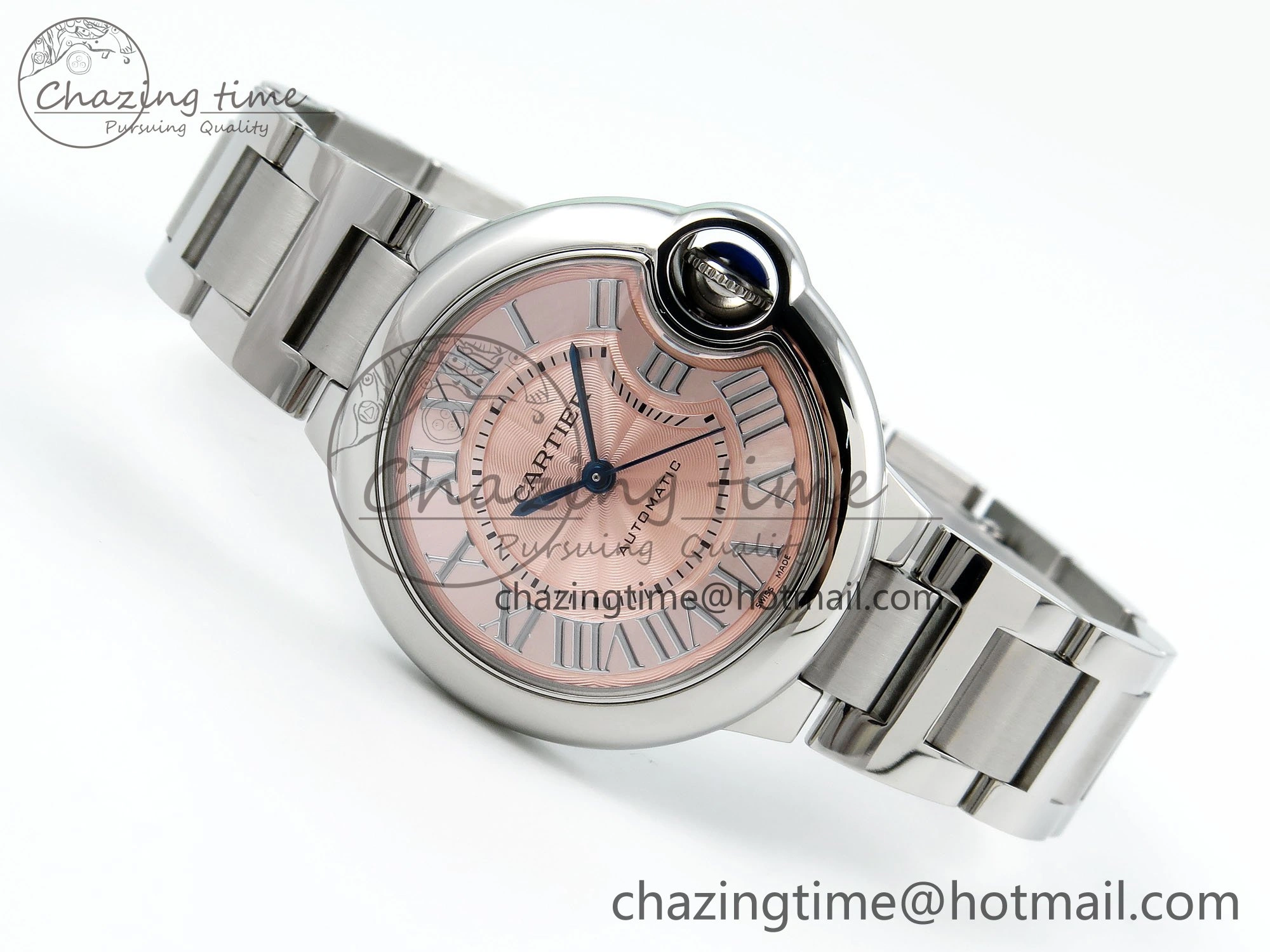 Ballon Bleu WSBB0044 33mm SS CHF 1:1 Best Edition Pink Textured Dial on SS Bracelet SEIKO NH05A TopPick 10076