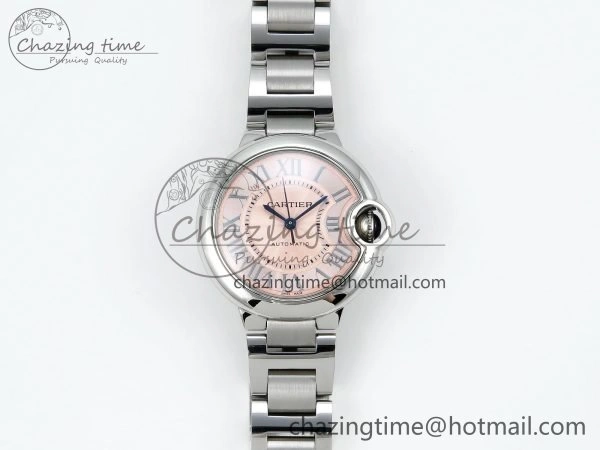 Ballon Bleu WSBB0044 33mm SS CHF 1:1 Best Edition Pink Textured Dial on SS Bracelet SEIKO NH05A TopPick 10076