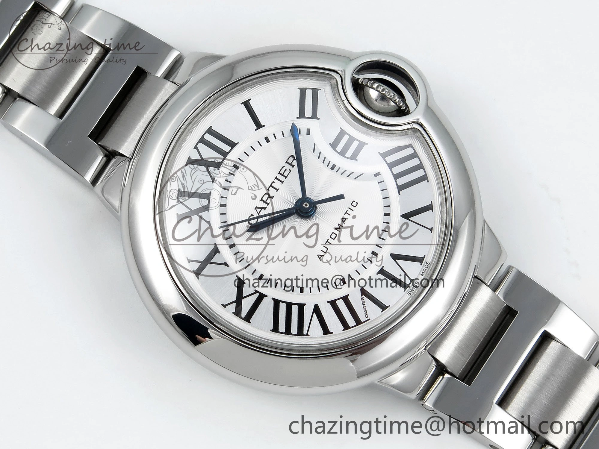 Ballon Bleu WSBB0044 33mm SS CHF 1:1 Best Edition White Textured Dial on SS Bracelet SEIKO NH05A Trendy 6047