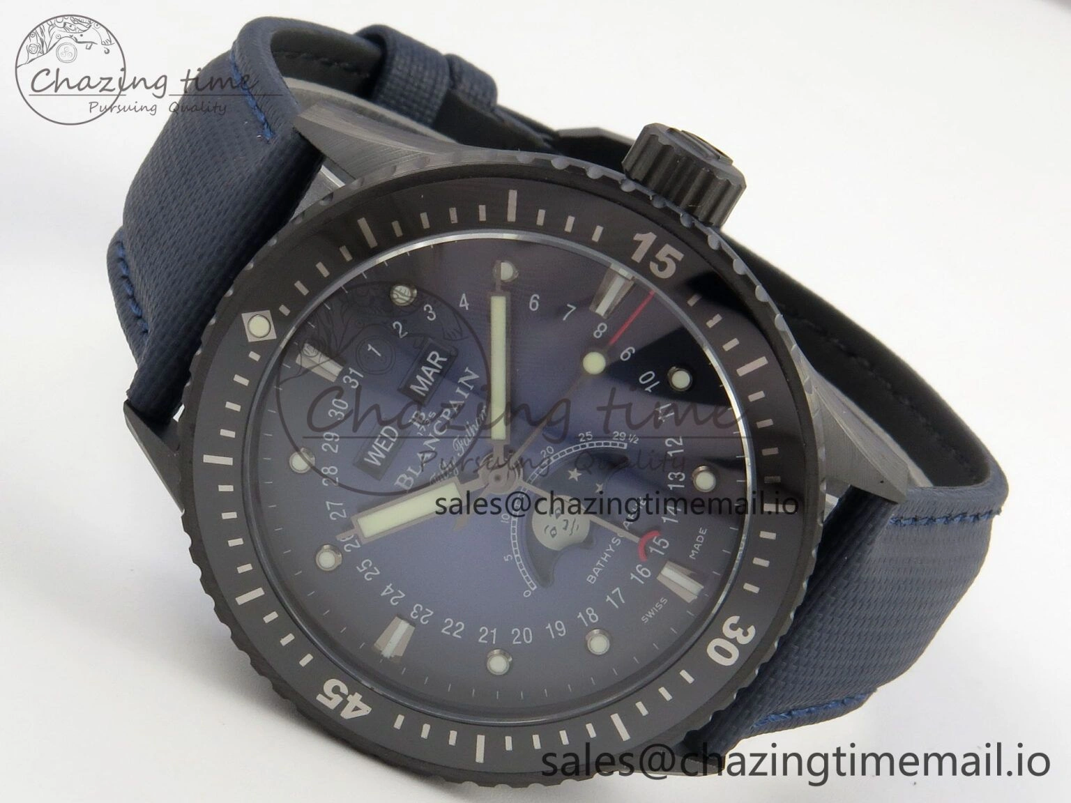 Bathyscaphe 43mm Ceramic DDDF 1:1 Best Edition Blue Dial on Blue Nylon Strap A Thermal 4224