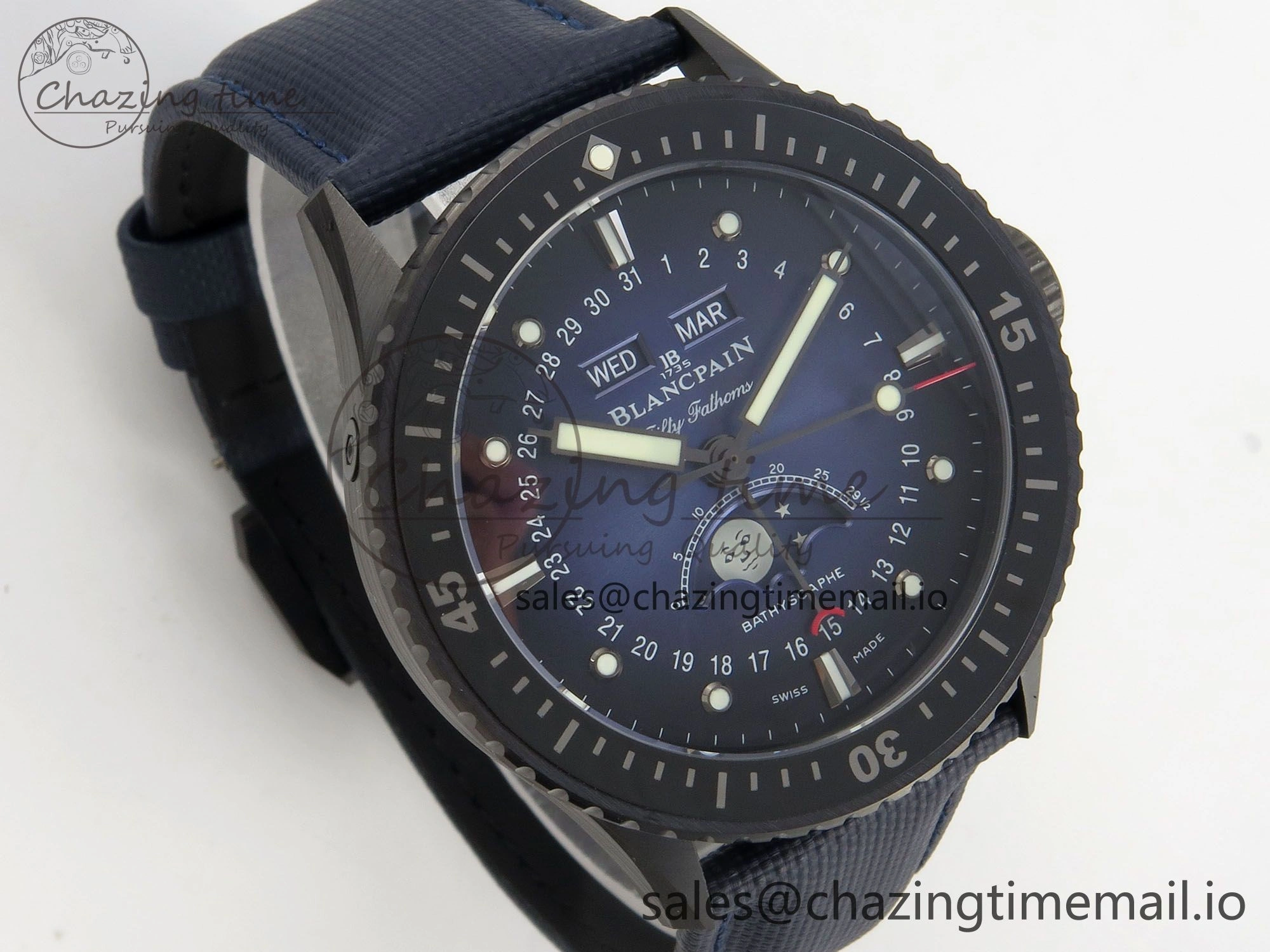 Bathyscaphe 43mm Ceramic DDDF 1:1 Best Edition Blue Dial on Blue Nylon Strap A Thermal 4224