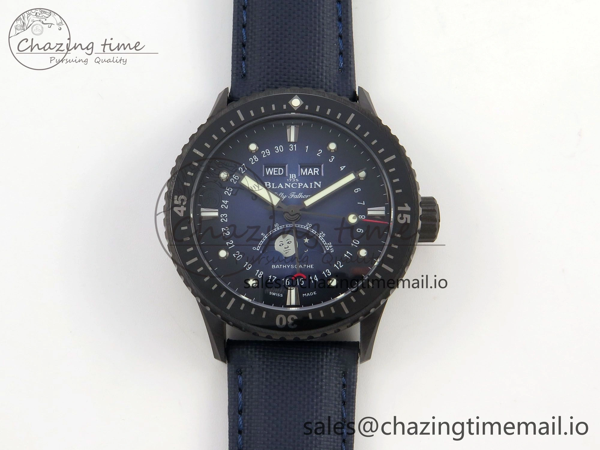 Bathyscaphe 43mm Ceramic DDDF 1:1 Best Edition Blue Dial on Blue Nylon Strap A Thermal 4224