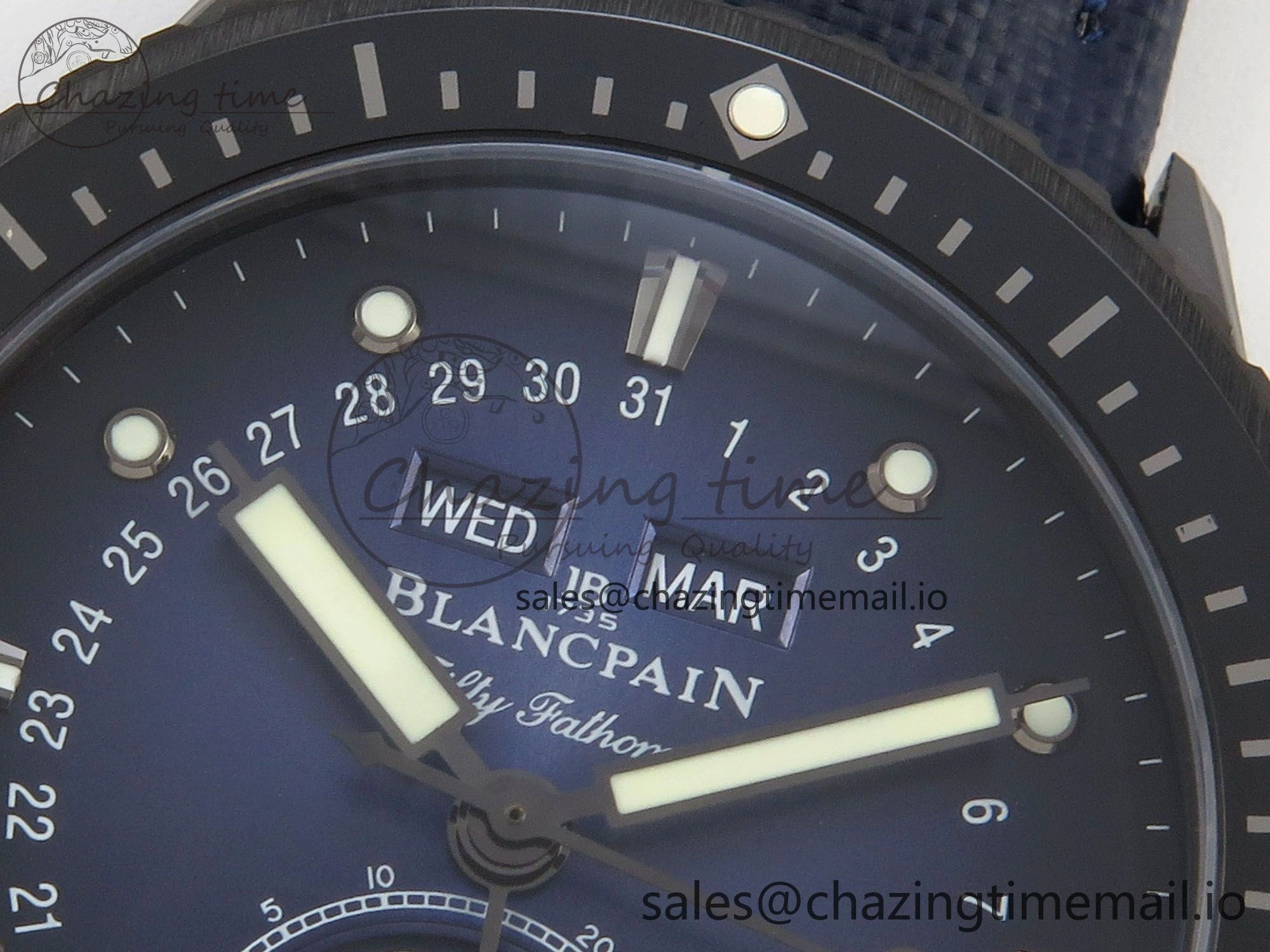 Bathyscaphe 43mm Ceramic DDDF 1:1 Best Edition Blue Dial on Blue Nylon Strap A Thermal 4224