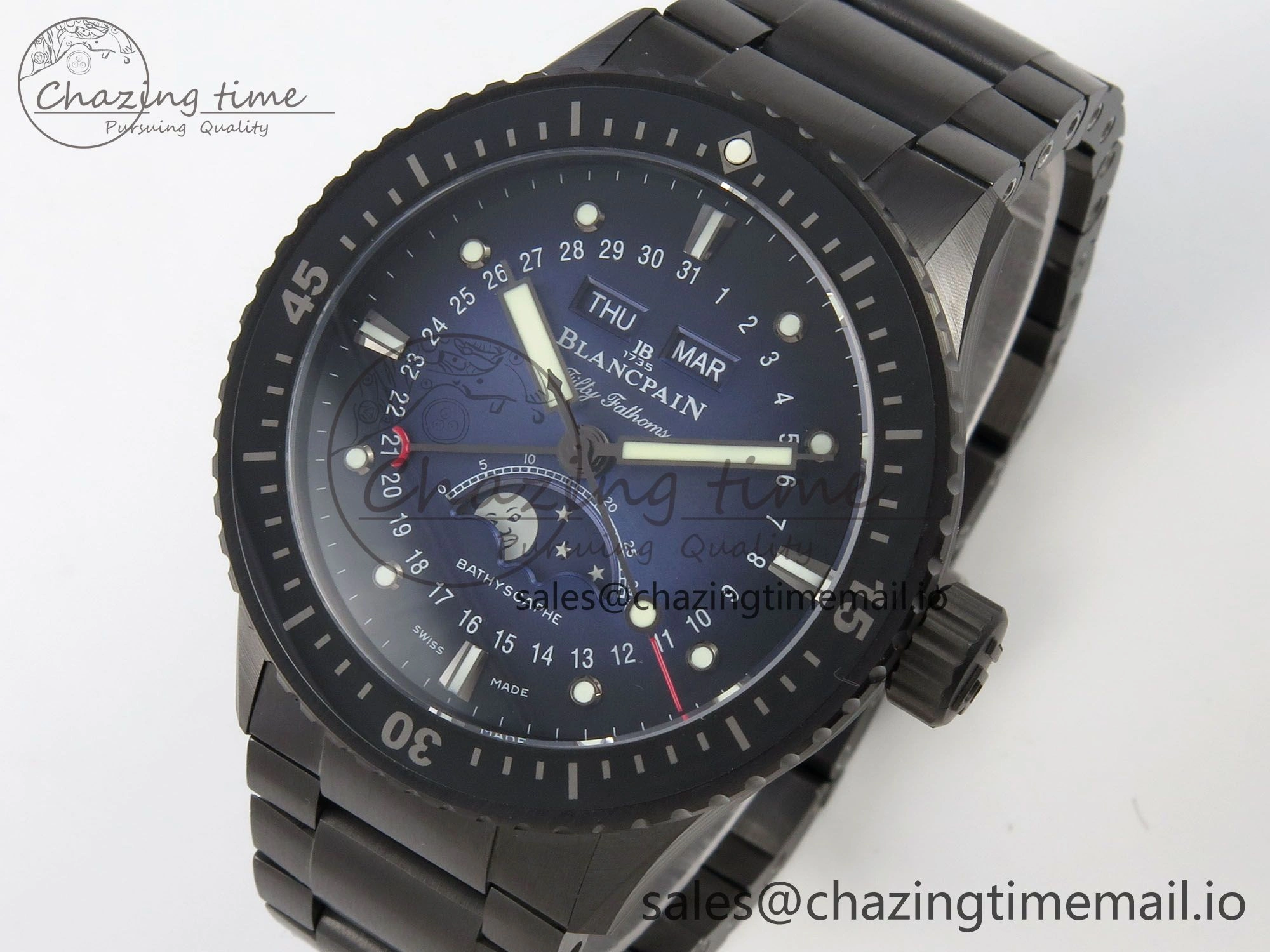 Reliable Bathyscaphe 43mm Ceramic DDDF 1:1 Best Edition Blue Dial on Ceramic Bracelet A 5255