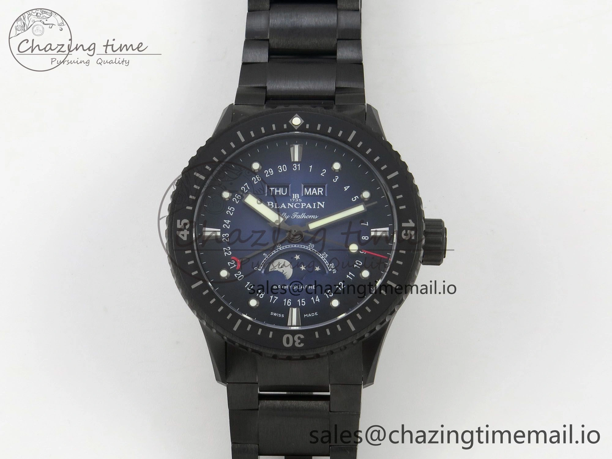 Reliable Bathyscaphe 43mm Ceramic DDDF 1:1 Best Edition Blue Dial on Ceramic Bracelet A 5255