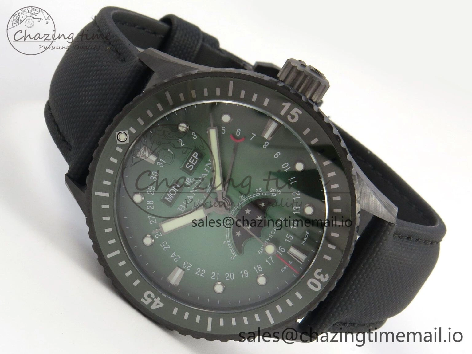 Packable Bathyscaphe 43mm Ceramic DDDF 1:1 Best Edition Green Dial on Black Nylon Strap A 5252