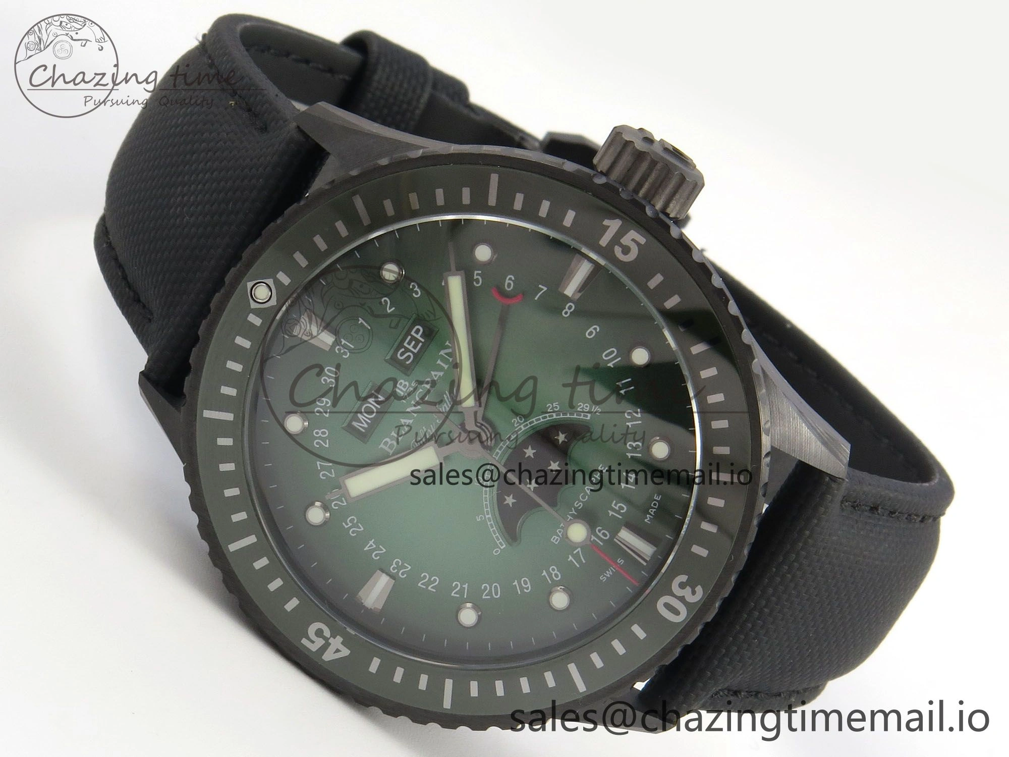 Packable Bathyscaphe 43mm Ceramic DDDF 1:1 Best Edition Green Dial on Black Nylon Strap A 5252