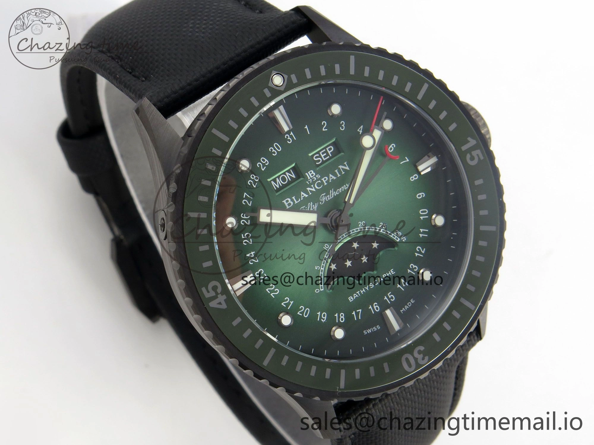 Packable Bathyscaphe 43mm Ceramic DDDF 1:1 Best Edition Green Dial on Black Nylon Strap A 5252