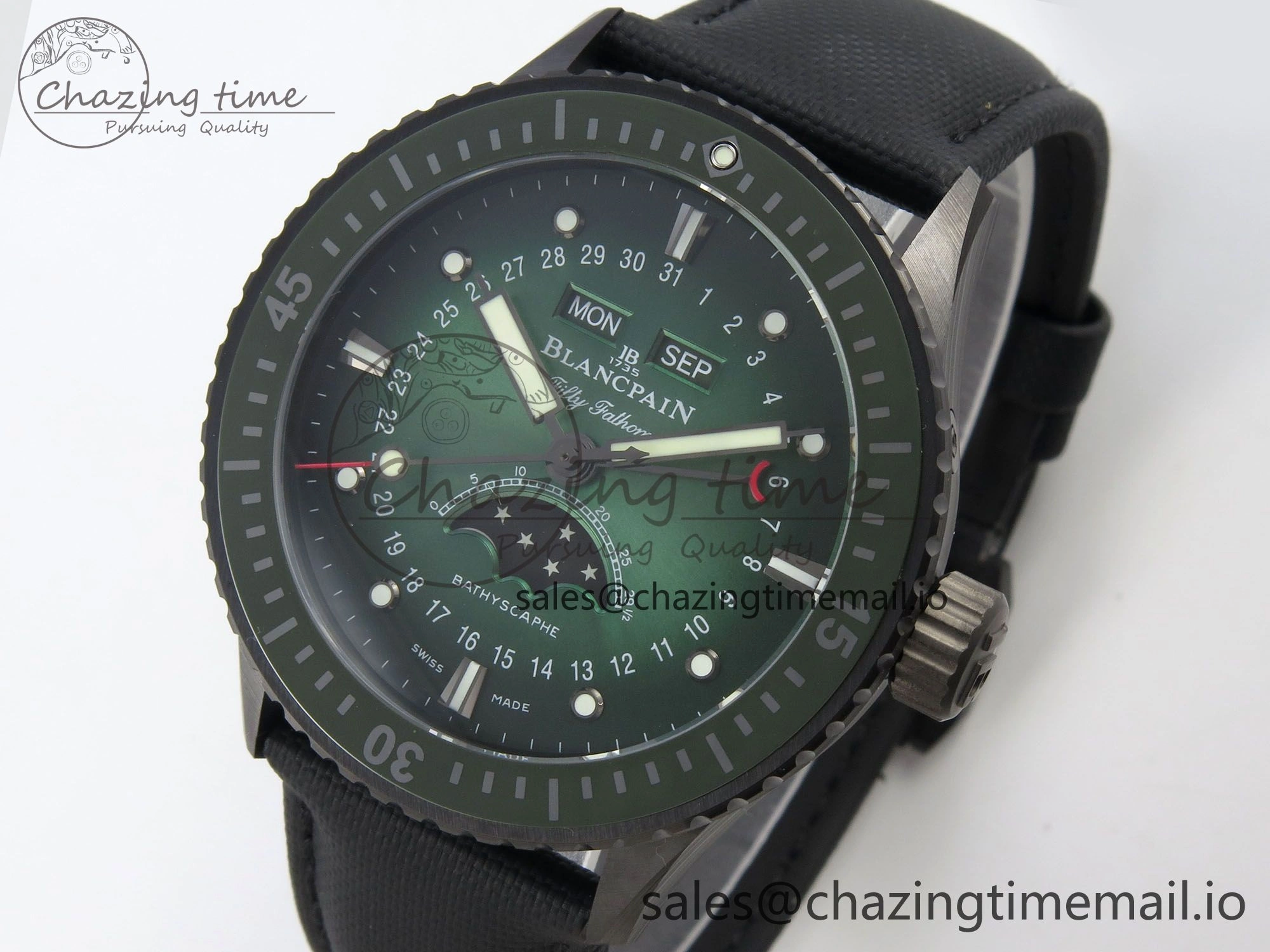 Packable Bathyscaphe 43mm Ceramic DDDF 1:1 Best Edition Green Dial on Black Nylon Strap A 5252