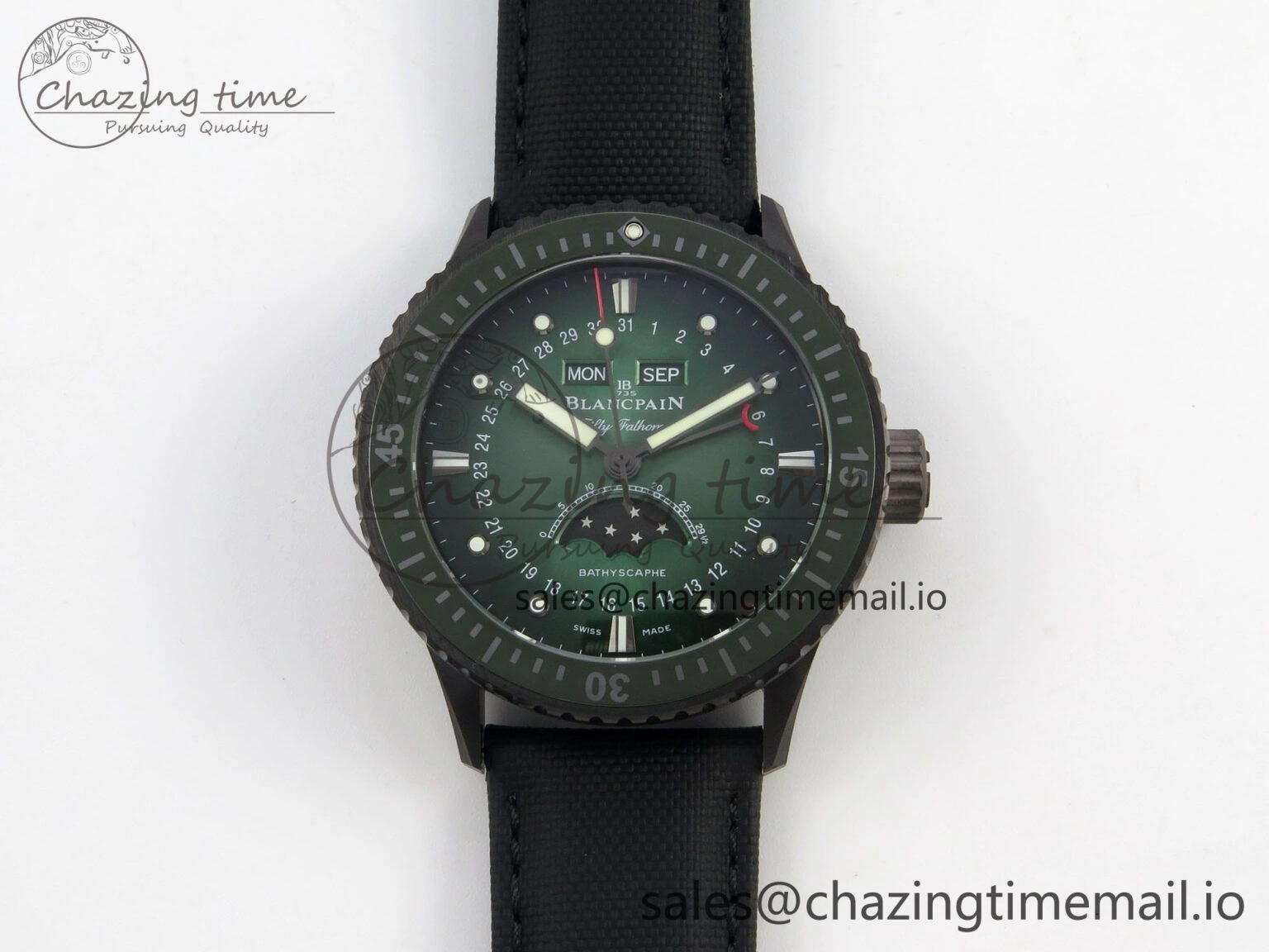 Packable Bathyscaphe 43mm Ceramic DDDF 1:1 Best Edition Green Dial on Black Nylon Strap A 5252