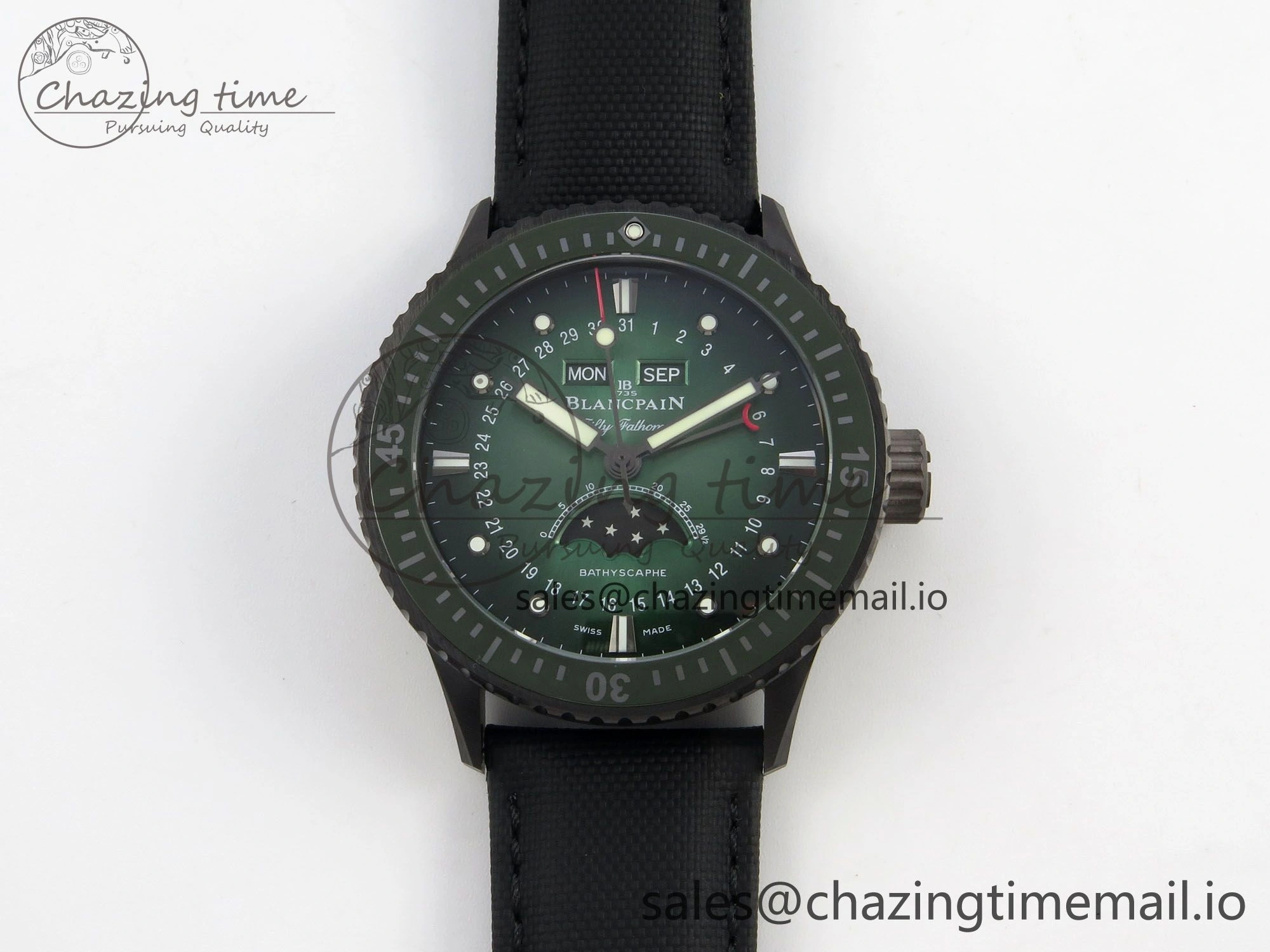 Packable Bathyscaphe 43mm Ceramic DDDF 1:1 Best Edition Green Dial on Black Nylon Strap A 5252