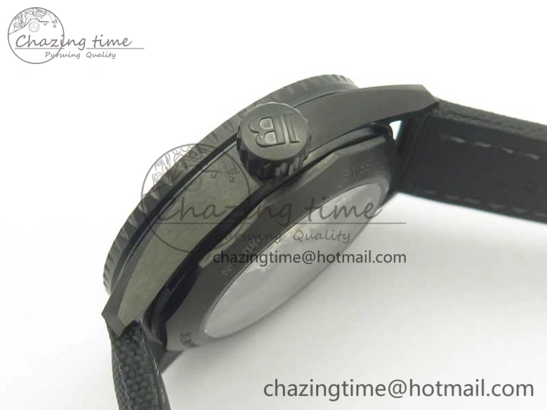 Durable Bathyscaphe DLC ZF 11 Best Edition Black Dial on Black Sail-Canvas Strap A1315 (Free Rubber Strap) 5283