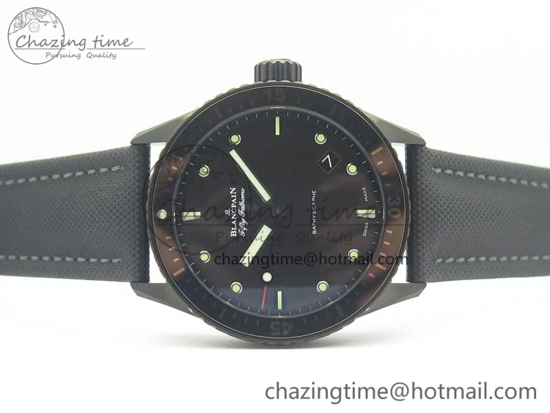 Durable Bathyscaphe DLC ZF 11 Best Edition Black Dial on Black Sail-Canvas Strap A1315 (Free Rubber Strap) 5283