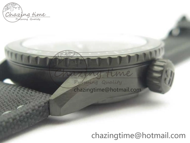 Durable Bathyscaphe DLC ZF 11 Best Edition Black Dial on Black Sail-Canvas Strap A1315 (Free Rubber Strap) 5283