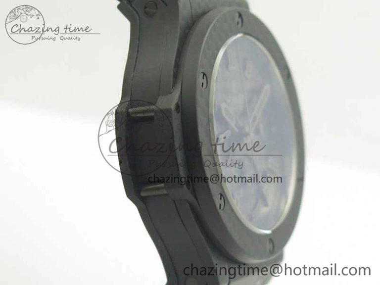 Popular Big Bang 44mm Full Carbon Fiber 3AF CF Dial Black Markers Hands on Black Rubber Strap HUB 6890