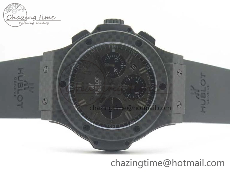 Popular Big Bang 44mm Full Carbon Fiber 3AF CF Dial Black Markers Hands on Black Rubber Strap HUB 6890