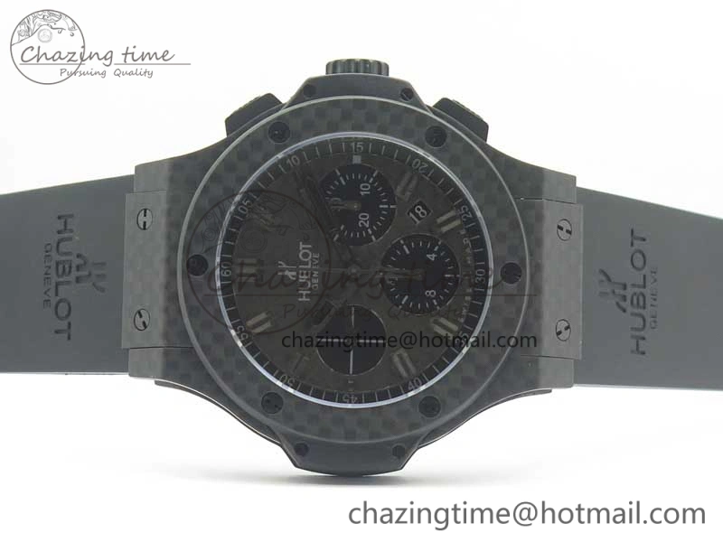 Popular Big Bang 44mm Full Carbon Fiber 3AF CF Dial Black Markers Hands on Black Rubber Strap HUB 6890