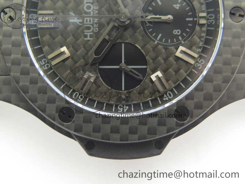 Popular Big Bang 44mm Full Carbon Fiber 3AF CF Dial Black Markers Hands on Black Rubber Strap HUB 6890