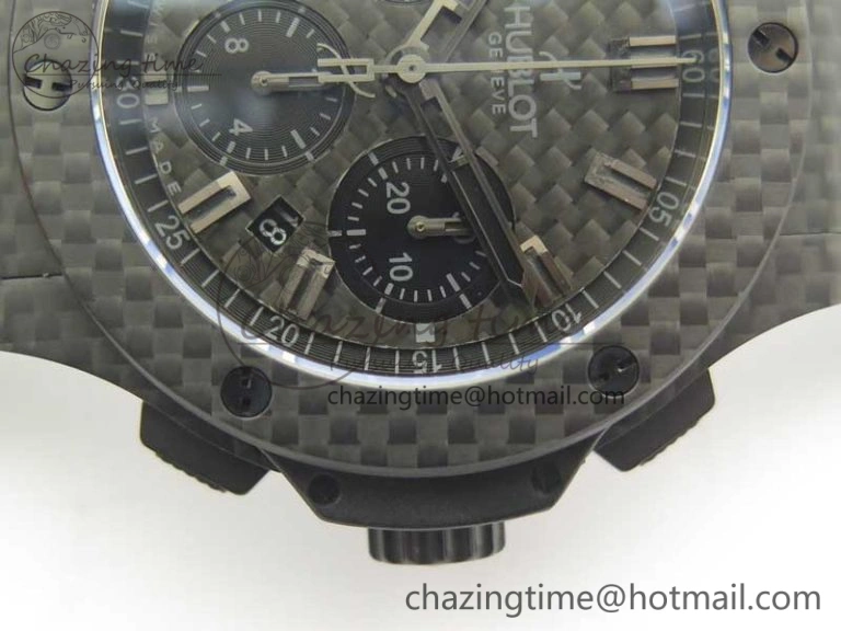 Popular Big Bang 44mm Full Carbon Fiber 3AF CF Dial Black Markers Hands on Black Rubber Strap HUB 6890