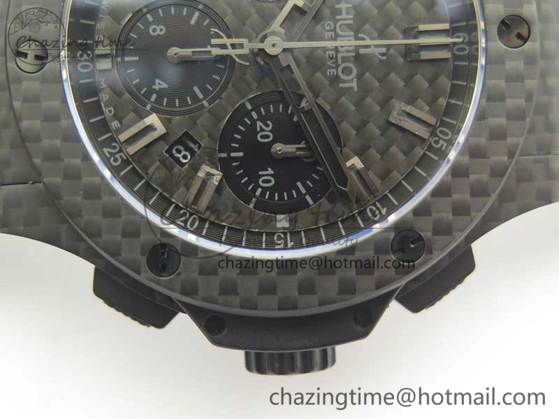 Popular Big Bang 44mm Full Carbon Fiber 3AF CF Dial Black Markers Hands on Black Rubber Strap HUB 6890