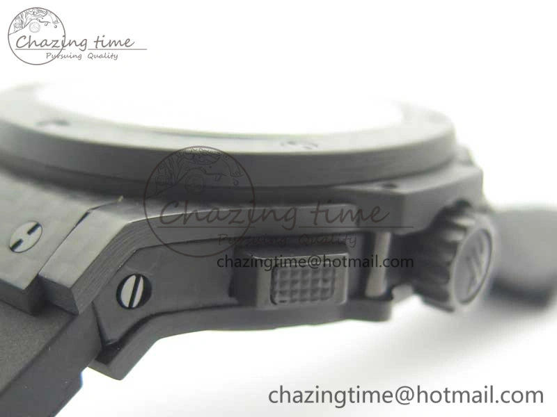 Popular Big Bang 44mm Full Carbon Fiber 3AF CF Dial Black Markers Hands on Black Rubber Strap HUB 6890