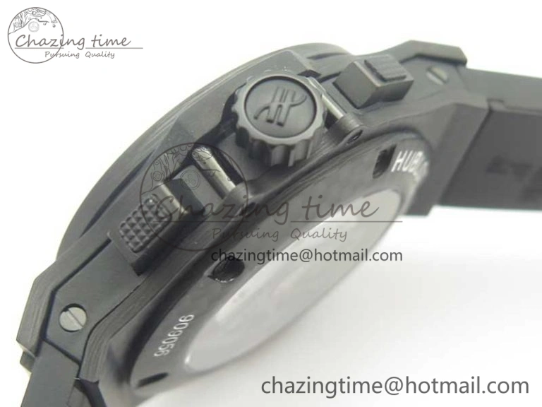 Popular Big Bang 44mm Full Carbon Fiber 3AF CF Dial Black Markers Hands on Black Rubber Strap HUB 6890