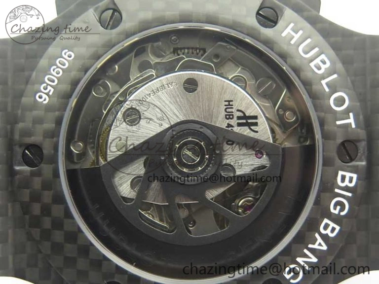Popular Big Bang 44mm Full Carbon Fiber 3AF CF Dial Black Markers Hands on Black Rubber Strap HUB 6890